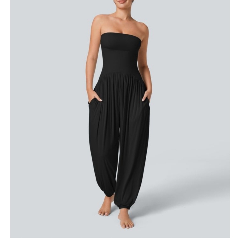 HALARA Black Strapless Jumpsuit